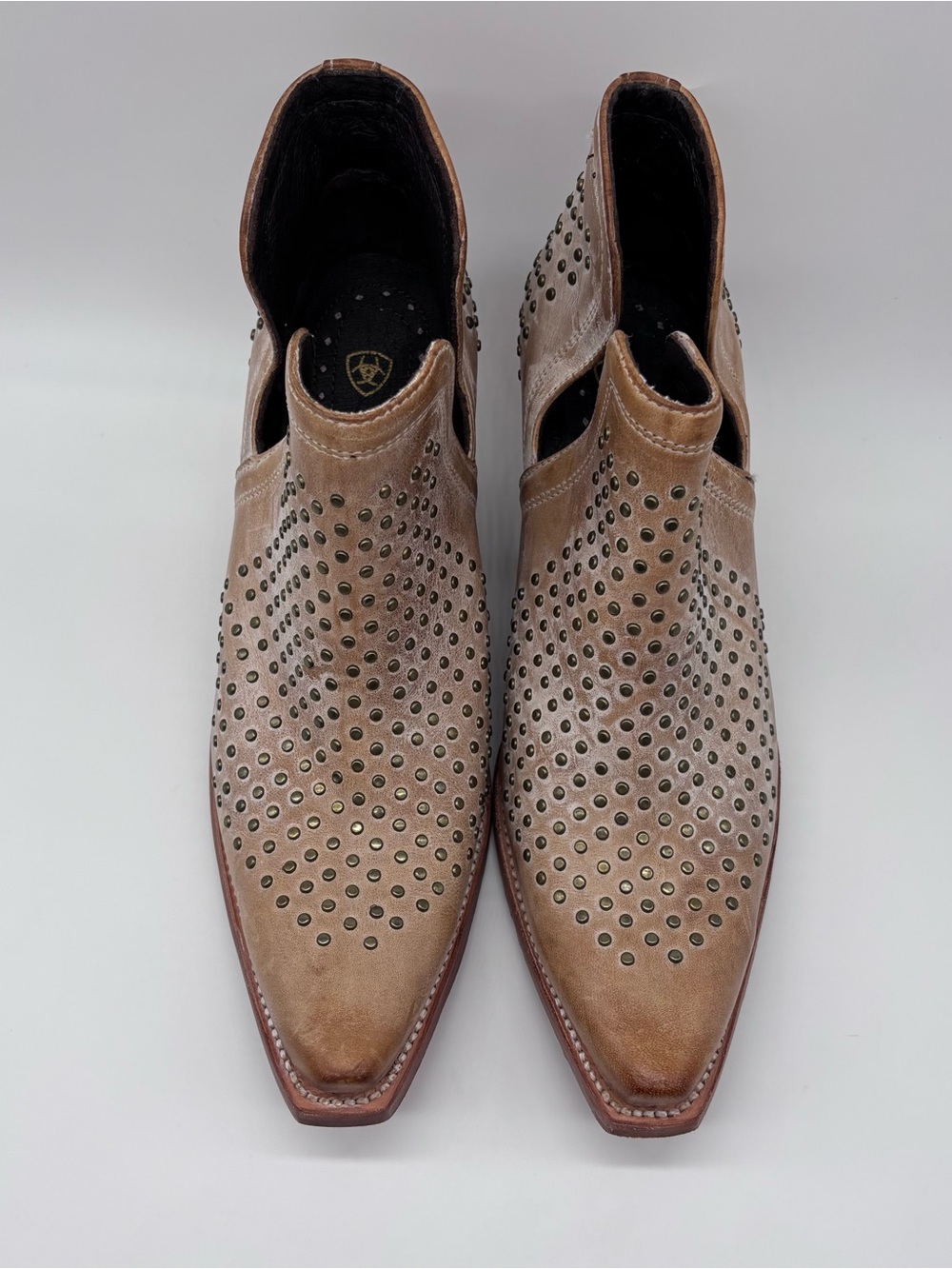 Ariat Dixon Studded Women’s Western Ankle Boots Tan Leather - size 9.5 - Picture 8 of 13